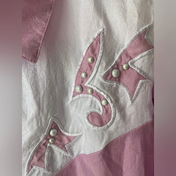 VINTAGE Rare St. Germain Retro 80s Swishy Pink & White Tracksuit Set Size Medium - Picture 2 of 12